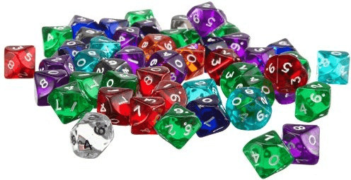 10-Sided Transparent Dice 50Er Bag