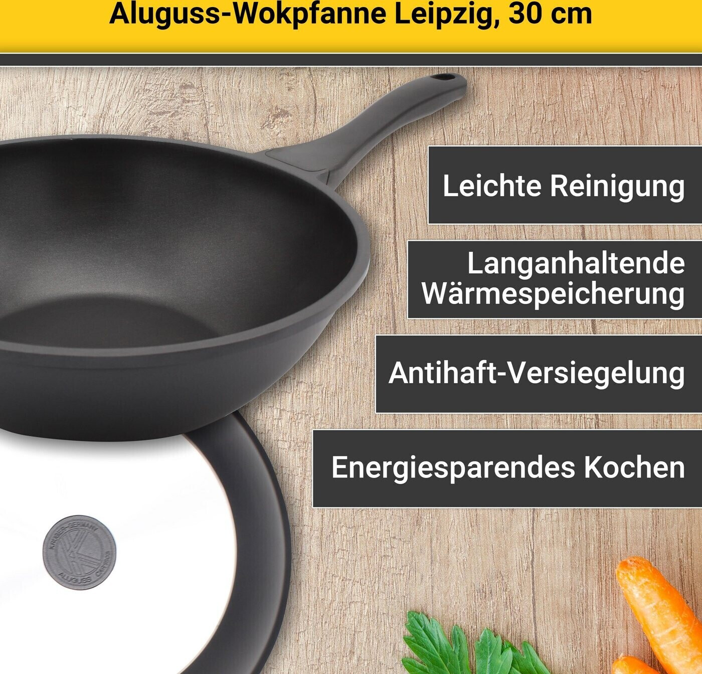 Krüger Leipzig Aluguss-Wok-Pfanne bei cm 30 | Preisvergleich € 24,46 ab