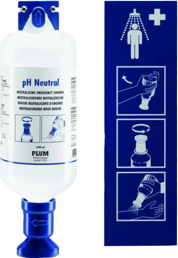Plum Safety Augenspülflasche mit Wandhalterung pH-Neutral (1000 ml)