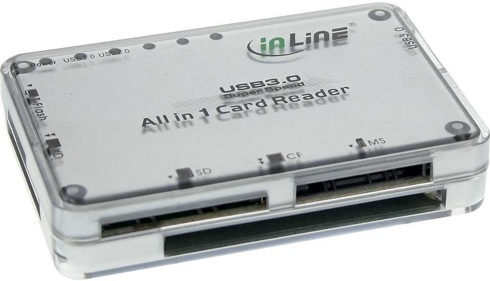 InLine Card Reader, USB 3.0, All-in-1, silver (76631I)