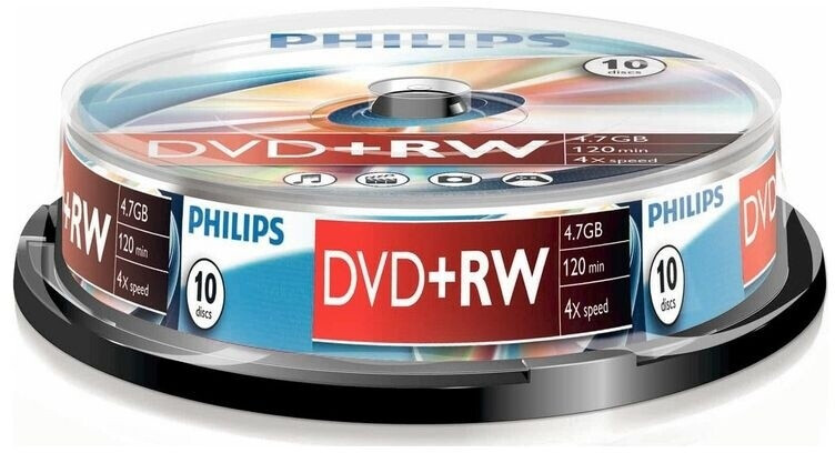 Philips DVD+RW 4,7GO 120min 4x cake box de 10 pièces