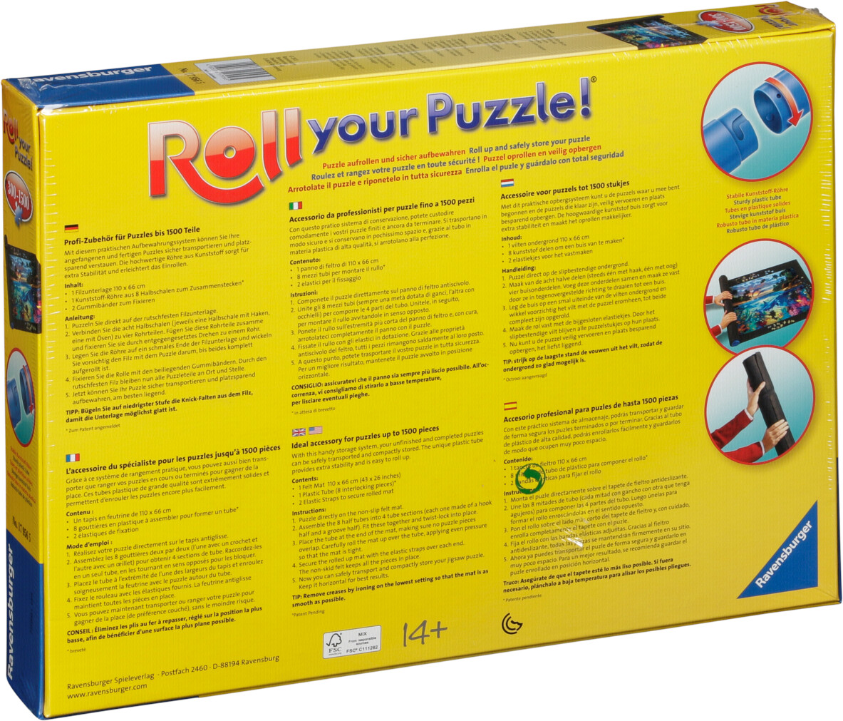 Ravensburger Roll your Puzzle - Puzzlematte für Puzzles mit bis zu 300-1500  Teilen, Puzzleunterlage zum Rollen & 16734 - Disney Multiproperty - 1000  Teile Puzzle für Erwachsene und Kinder: : Spielzeug
