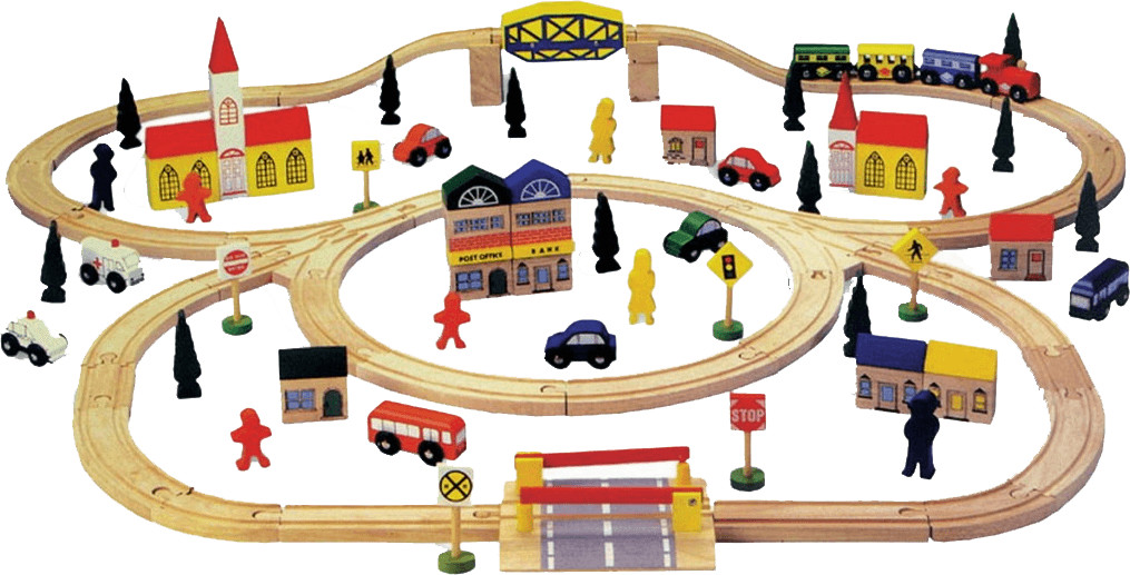 Bino Loko Lolly Wooden Railway Set 100 pcs. (82201)