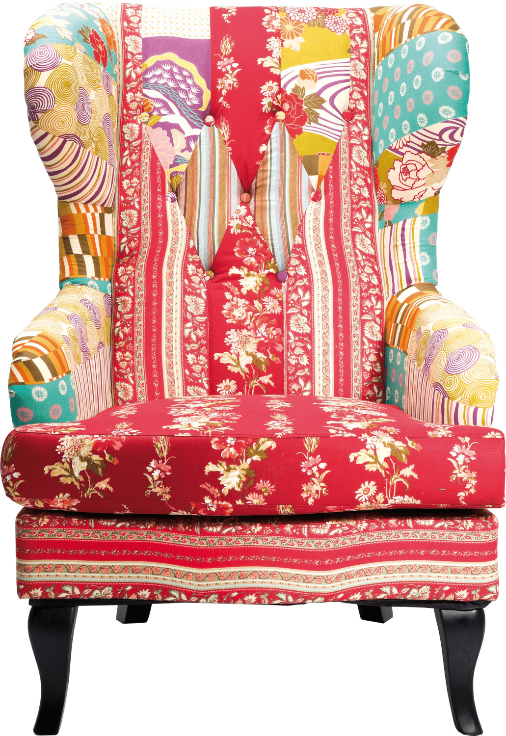KARE Fauteuil Patchwork rouge