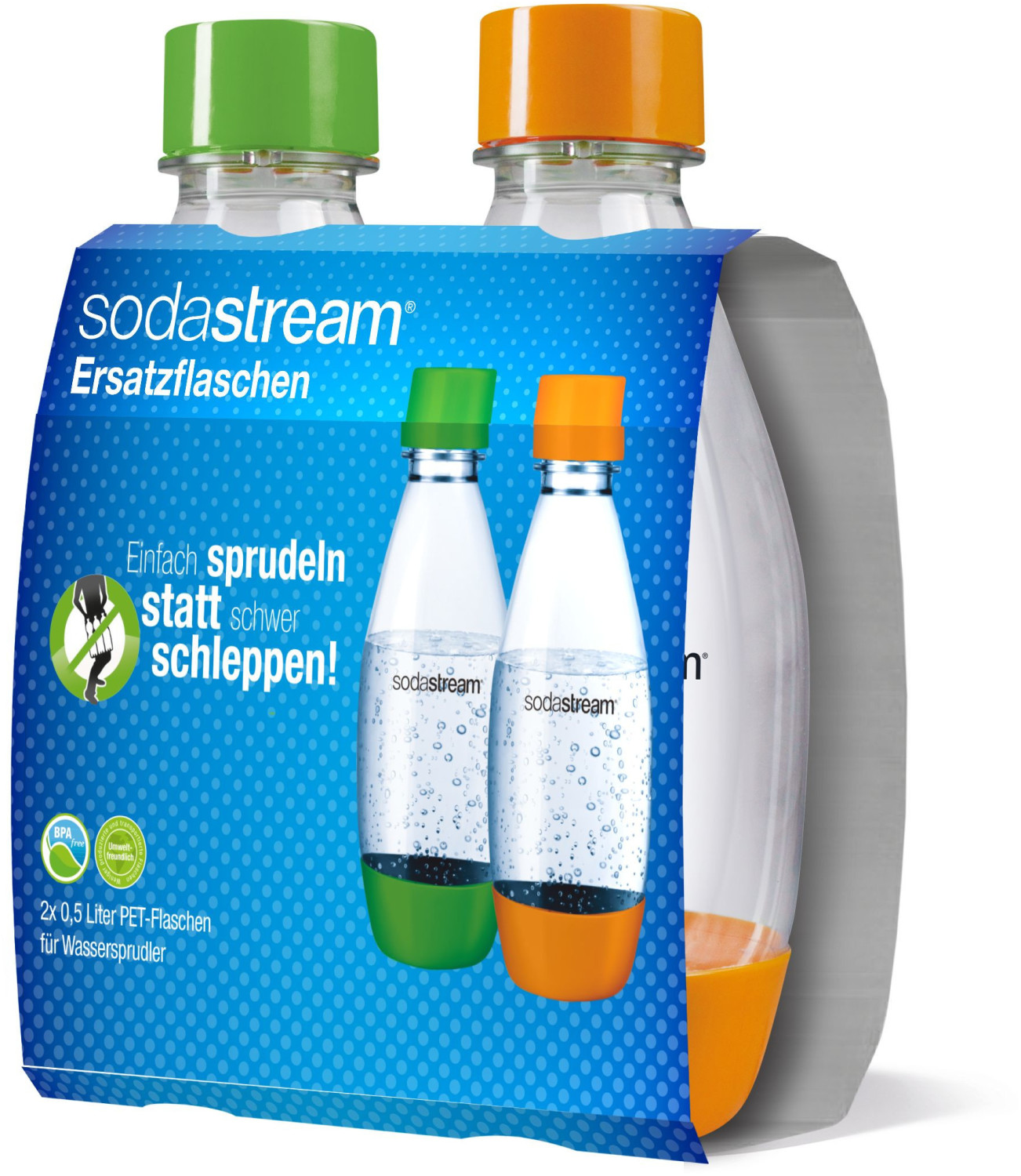 SodaStream Pack de 2 bouteilles de gazéification vert/orange (0,5 l)