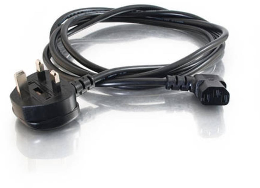 C2G 2m 18 AWG Universal 90° Power Cord (IEC320C13R to BS 1363) (88520)