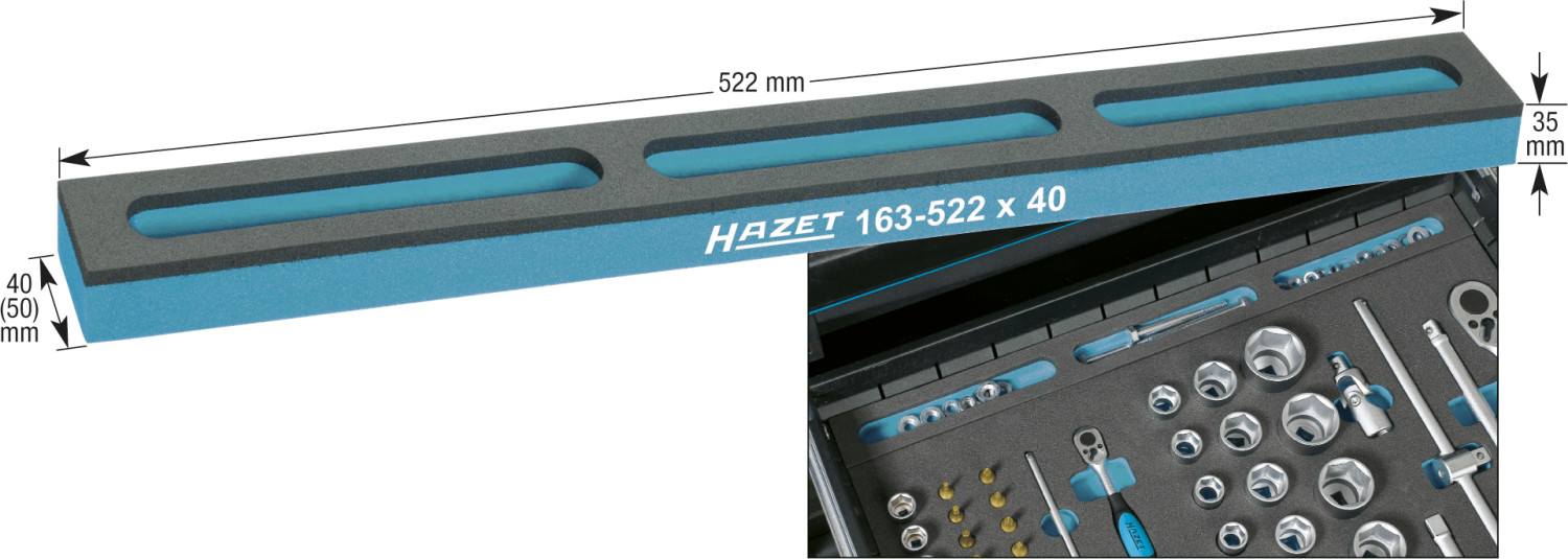 Hazet Garniture en mousse souple avec compartiments pour petites pièces (163-522X40)