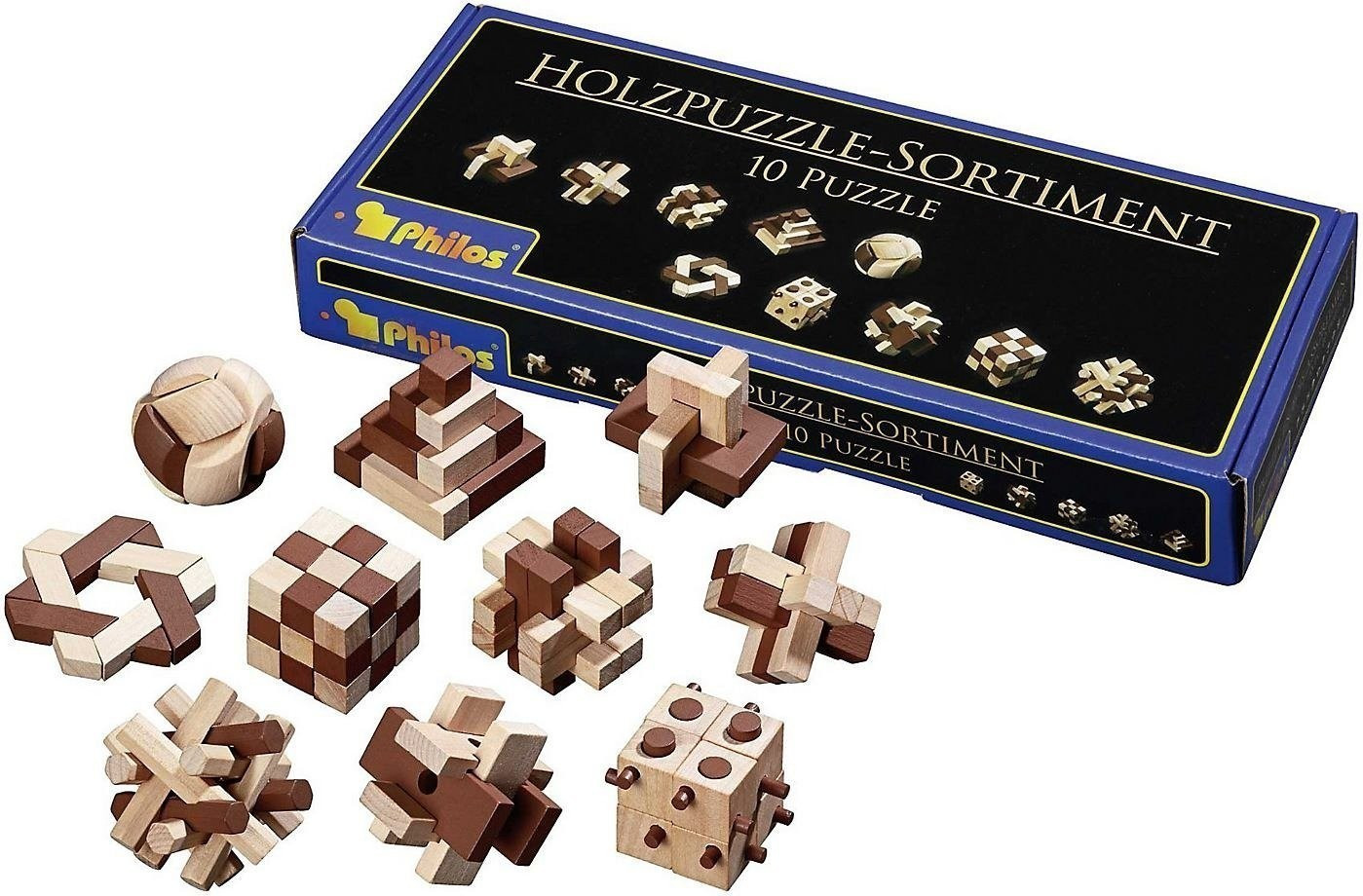 Coffrets 10 mini casse-têtes en bois (6922)