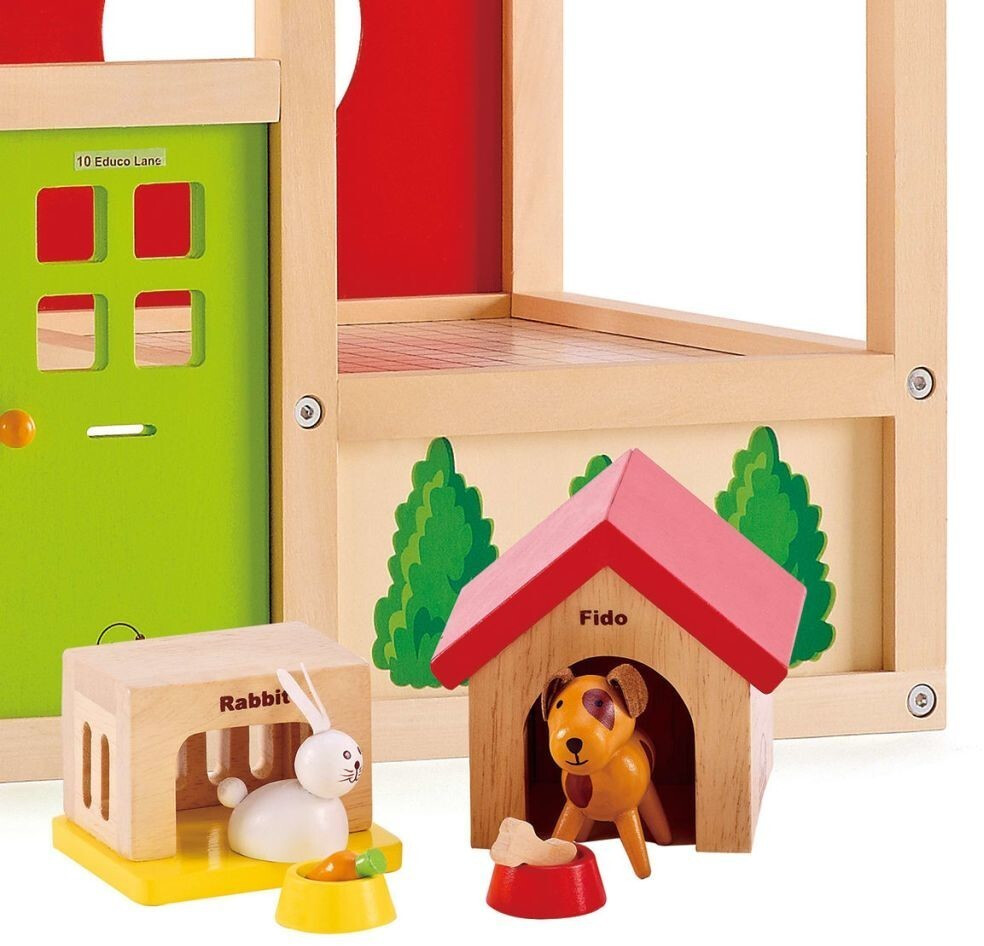 Jouet Hape - Ensemble Animaux Domestiques pour Maison de Poupée en Bois -  Jouet pour Enfant à partir de 3 ans - Figurines Chien, Chat et Lapin avec