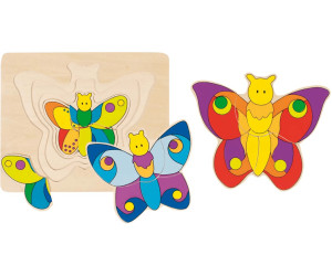 Goki 57486-5-teilig,5 Schichten Schichtenpuzzle Schmetterling aus Holz NEU 