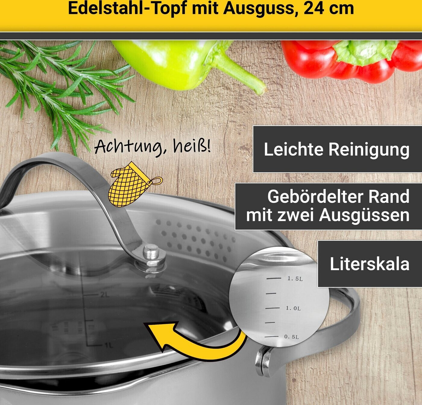 24 € Kochtopf Abschüttfunktion cm Krüger bei Preisvergleich ab 24,95 mit |