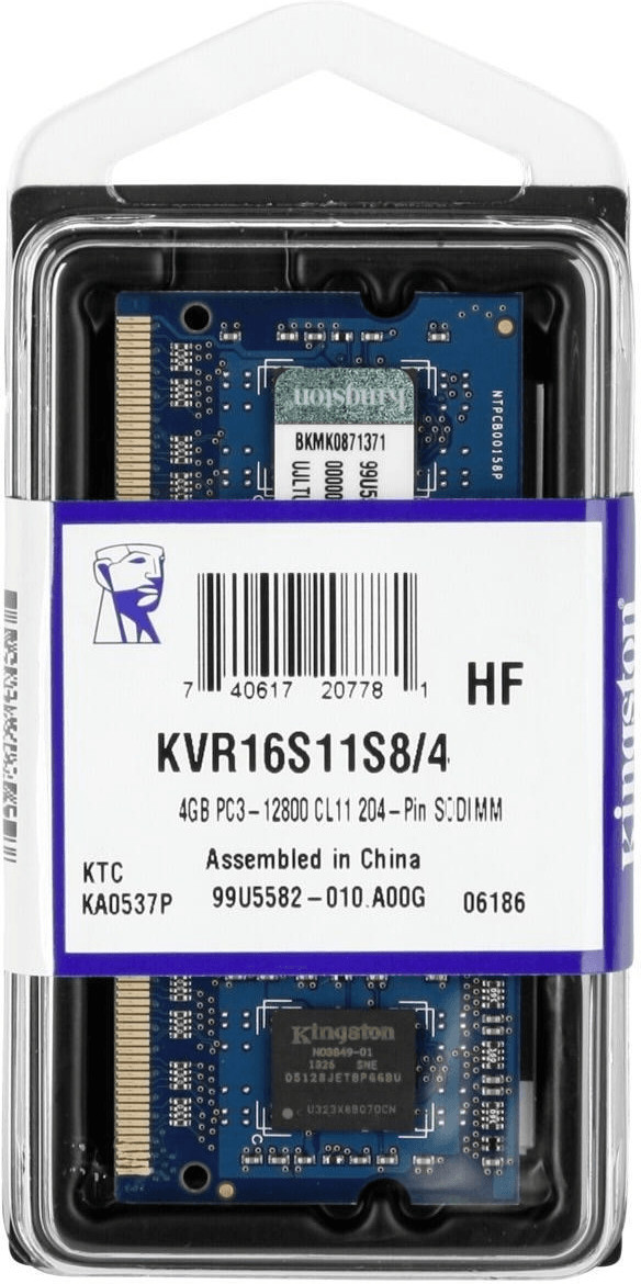 Kingston ValueRAM 4GB SO DIMM DDR3 PC3 12800 CL11 KVR16S11S8 4