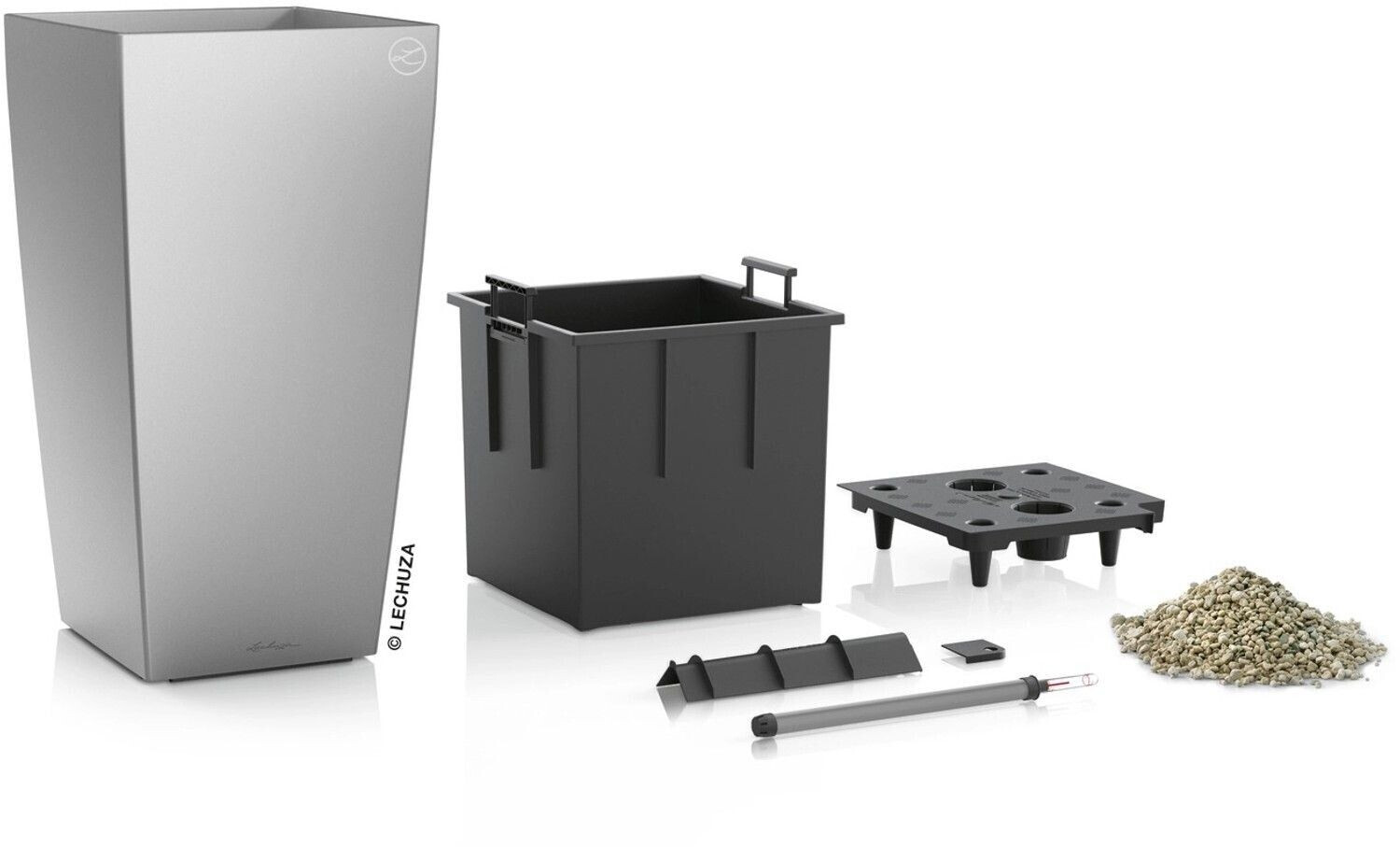 Lechuza Cubico 30 All-in-One Set silver metallic