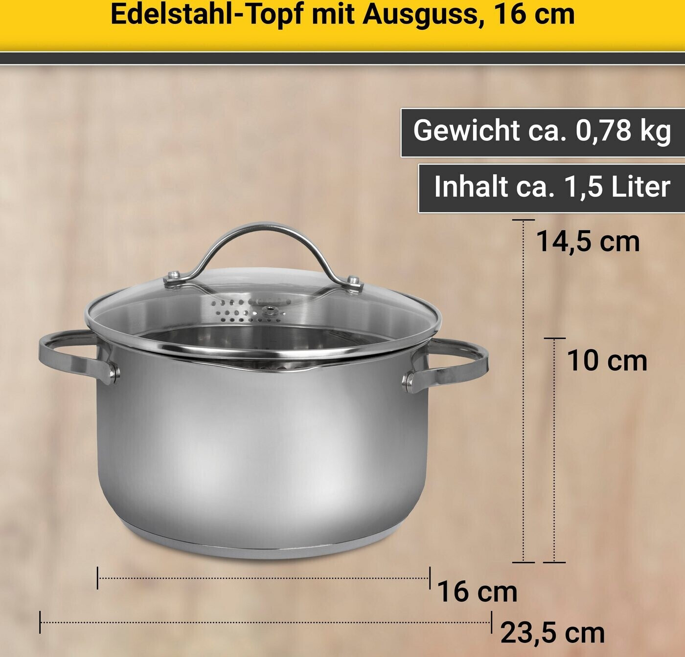 bei € 16 Kochtopf Abschüttfunktion mit | 16,95 cm ab Preisvergleich Krüger