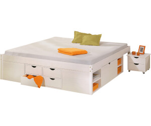 Braun Inter Link Jugendbett Doppelbett G/ästebett modernes Bett 160x200 Echt Holz Kiefer Natur lackiert 207 x 167 x 73 cm