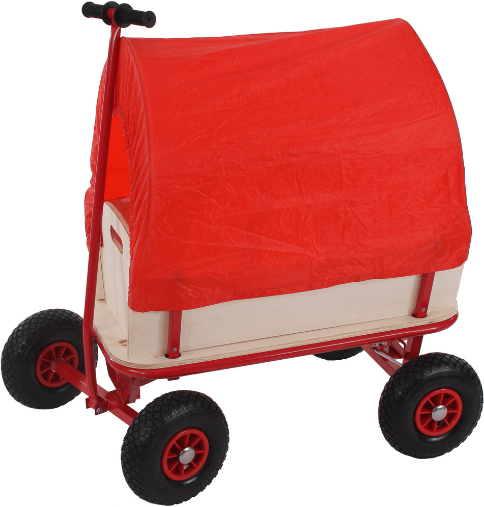 Mendler Voiturette à bubi en bois - toit rouge