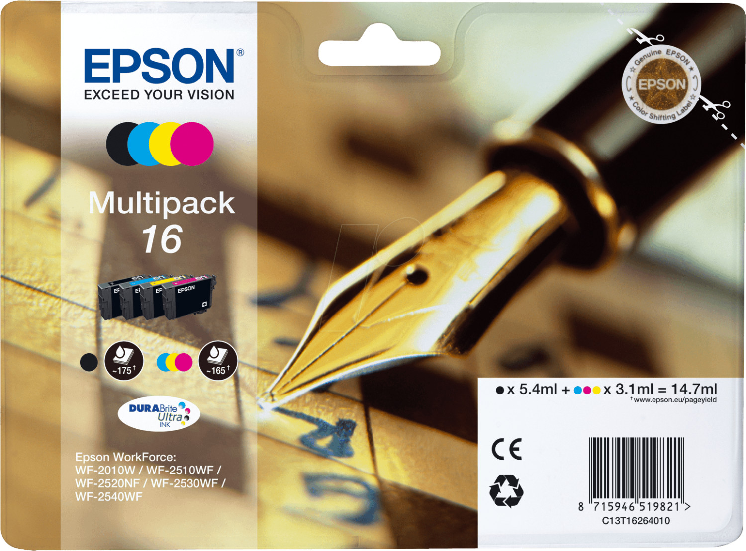 € 4-farbig 2024 ab bei 34,59 Preise) (C13T16264010) Preisvergleich Epson Multipack | (Februar 16