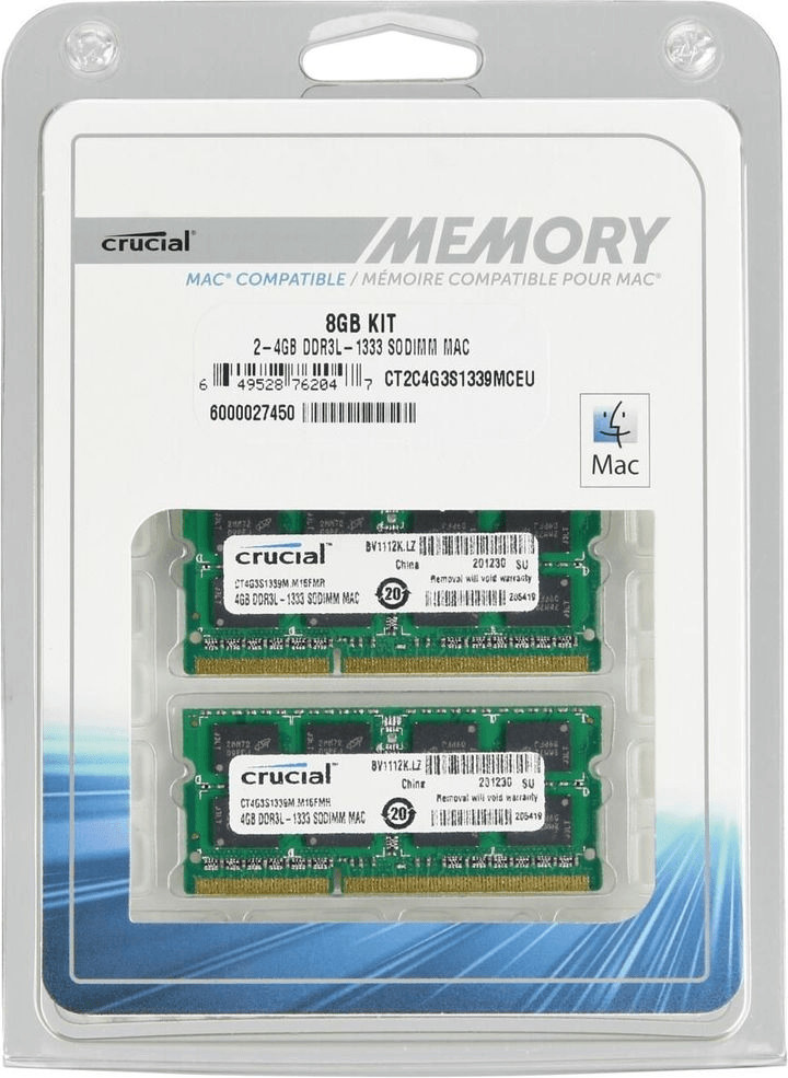 Crucial 8Go SO-DIMM DDR3 PC3-10600 (CT2C4G3S1339MCEU)