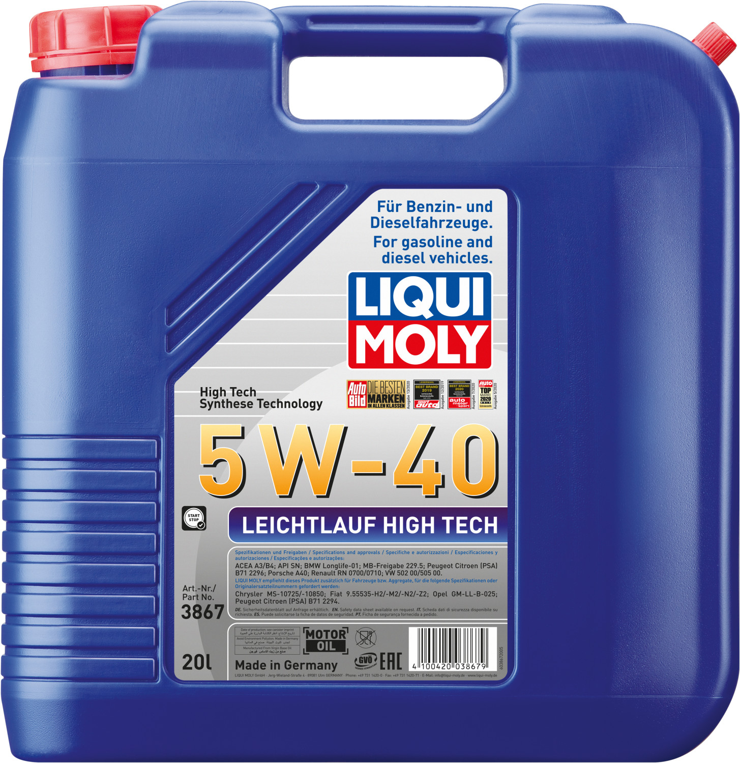 LIQUI MOLY Leichtlauf 10W-40, 1 L, Synthesetechnologie Motoröl