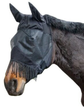 Kerbl Masque anti-mouches avec protection des oreilles et franges nasales