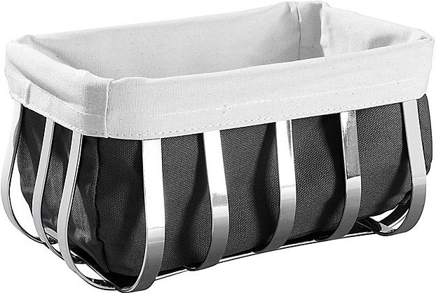 Zeller bread basket with bag 22 x 15 cm grey/white