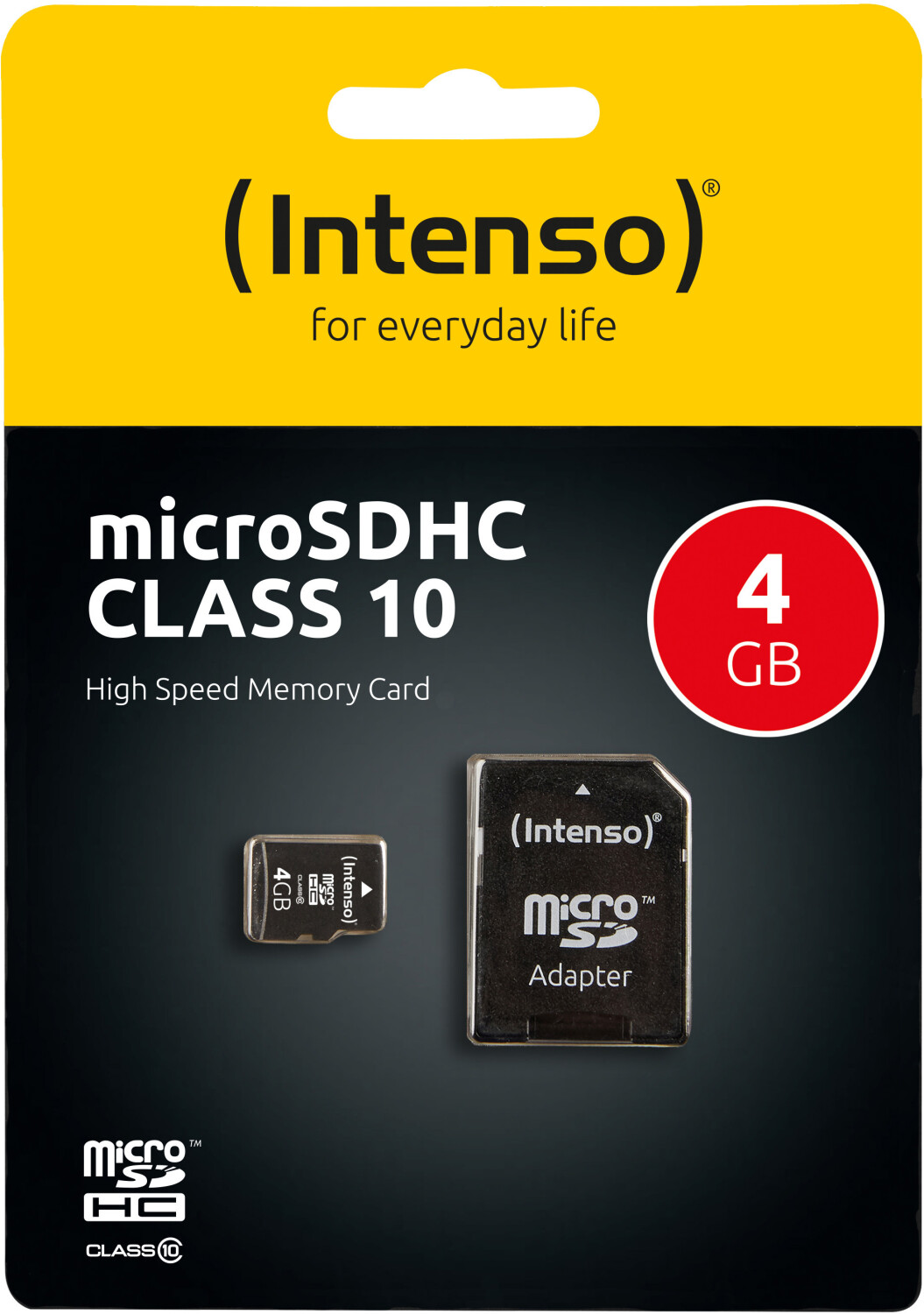 Carte microSDHC Intenso High Performance 4 GB Class 10 avec