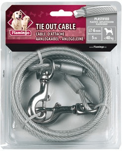 Flamingo Laisse d'attache plastifiée 5m (- 40 Kg)