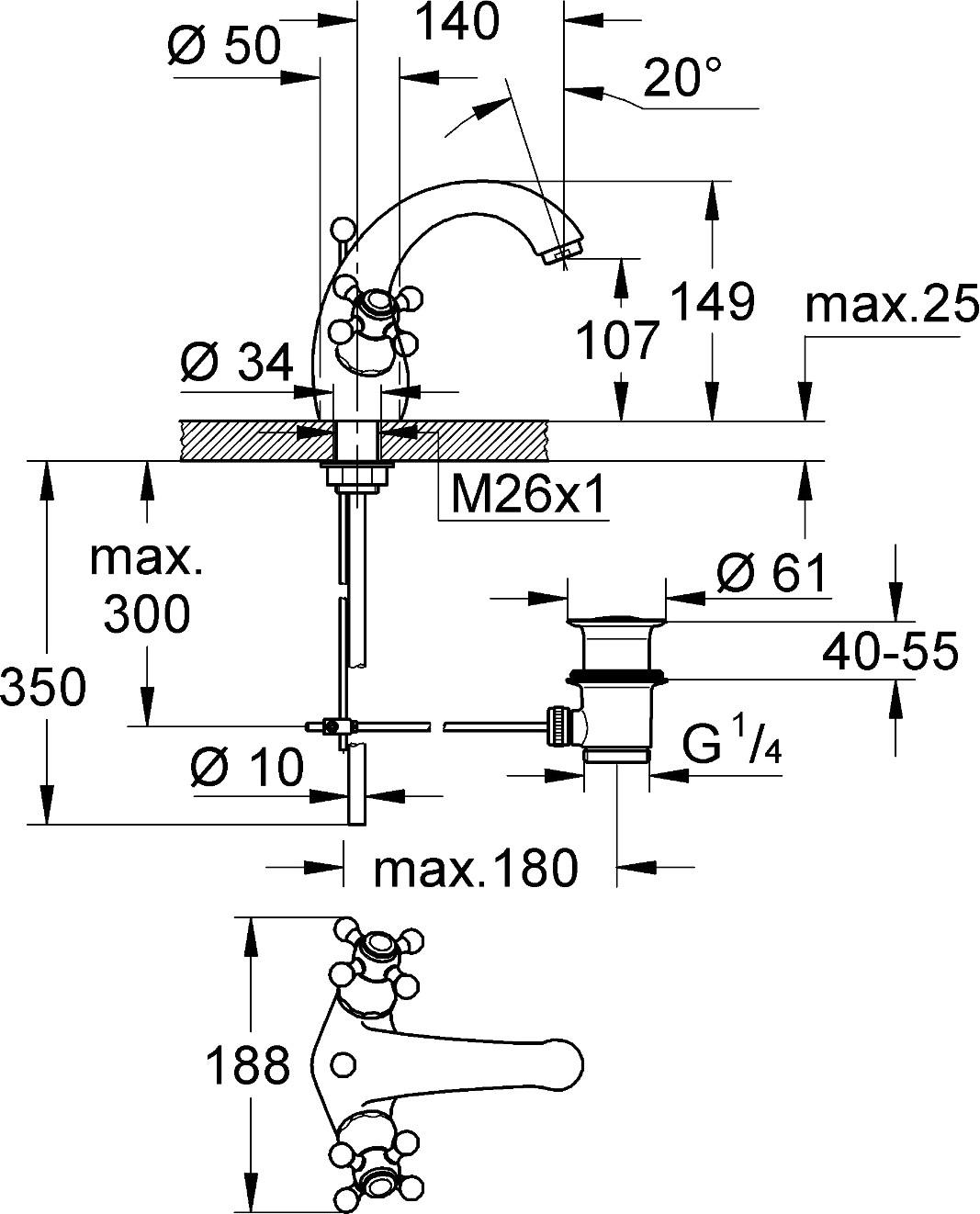 GROHE Sinfonia mélangeur monotrou (21012000)
