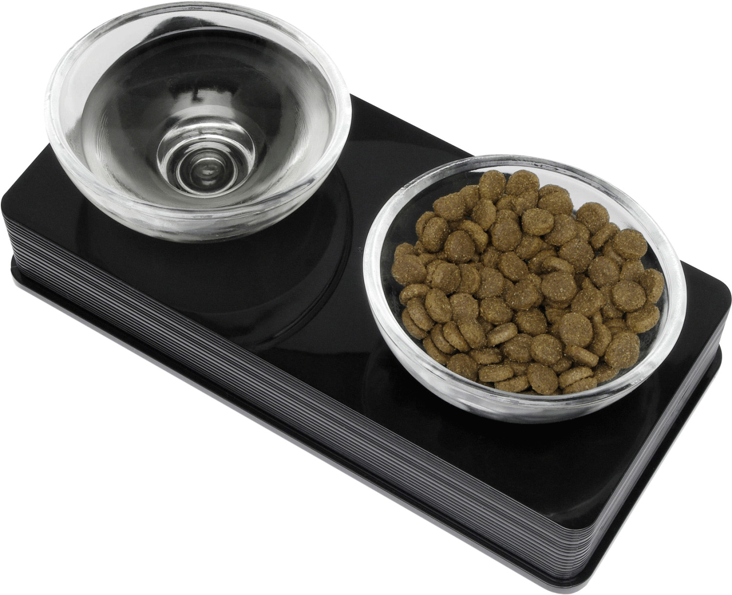Catit Deux bols en verre Glass dinner noir