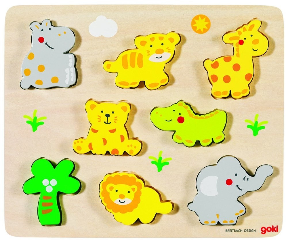 Goki Puzzle à poser animaux sauvages