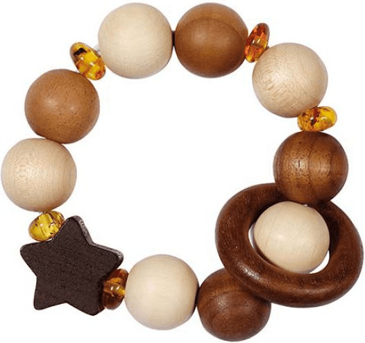 Heimess Hochet élastique étoile ambre jaune