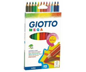 GIOTTO Etui 12 crayons de couleur Méga. Corps triangulaire, mine 5