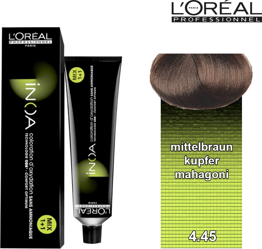 Photos - Hair Dye LOreal L'Oréal Inoa 4.45 Copper Mahogany Brown  (60g)