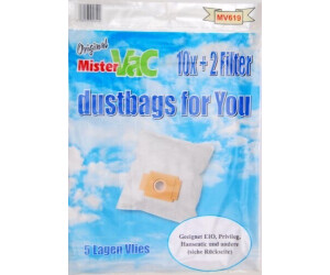 10 Bolsas De Aspiradora Mister Vac MV 619, Bolsa Para El Polvo