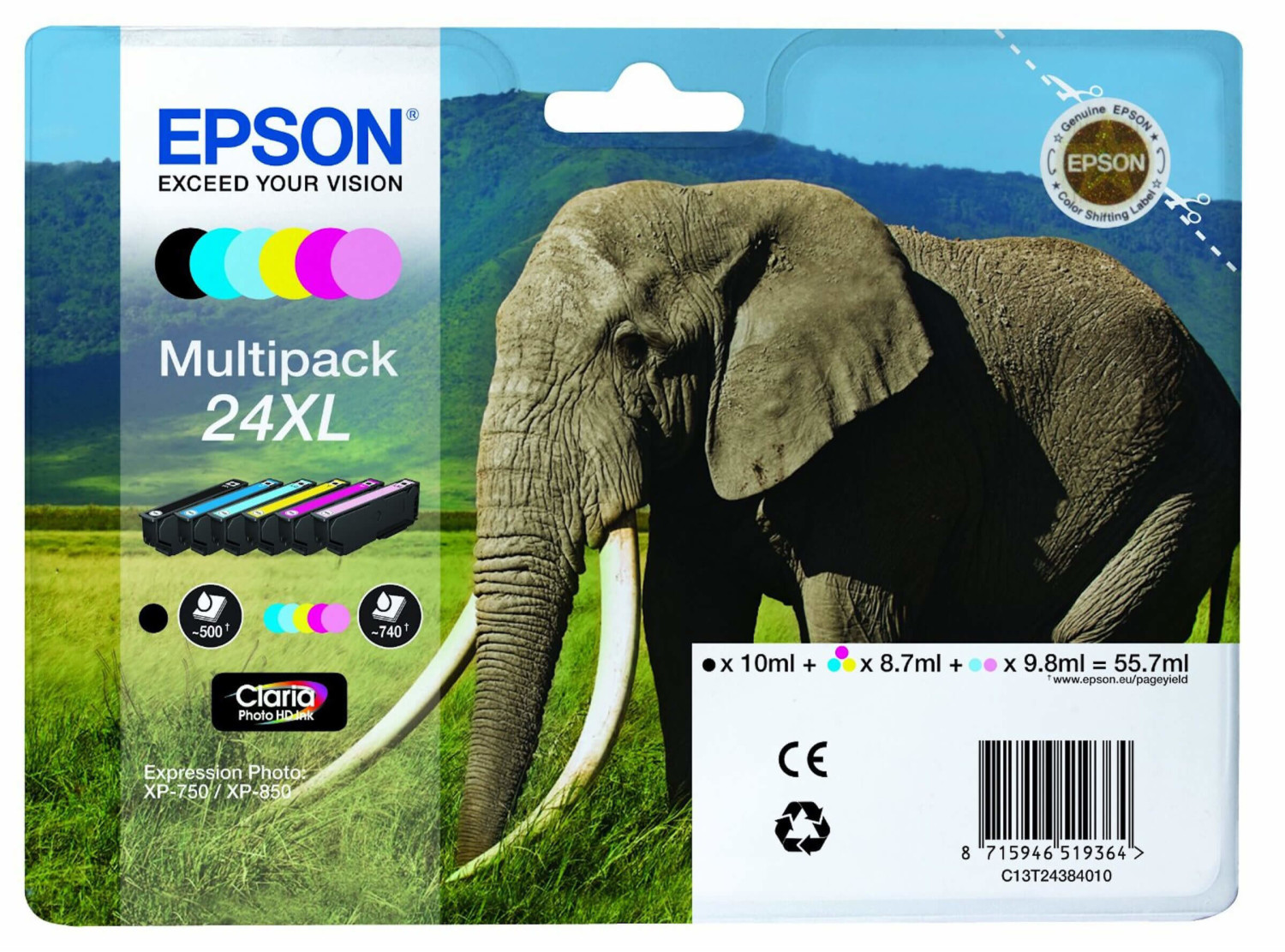 Epson EasyMail Claria Photo HD Elefante 24XL Multipack
