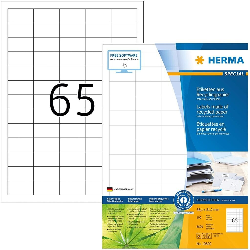 Herma Universal-Etiketten, 38,1 x 21,2 mm, naturweiß (10820)