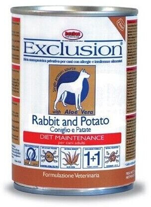 Exclusion Cane Hypoallergenic Adult All Breed Coniglio & Patate (400 g) a €  3,60 (oggi)