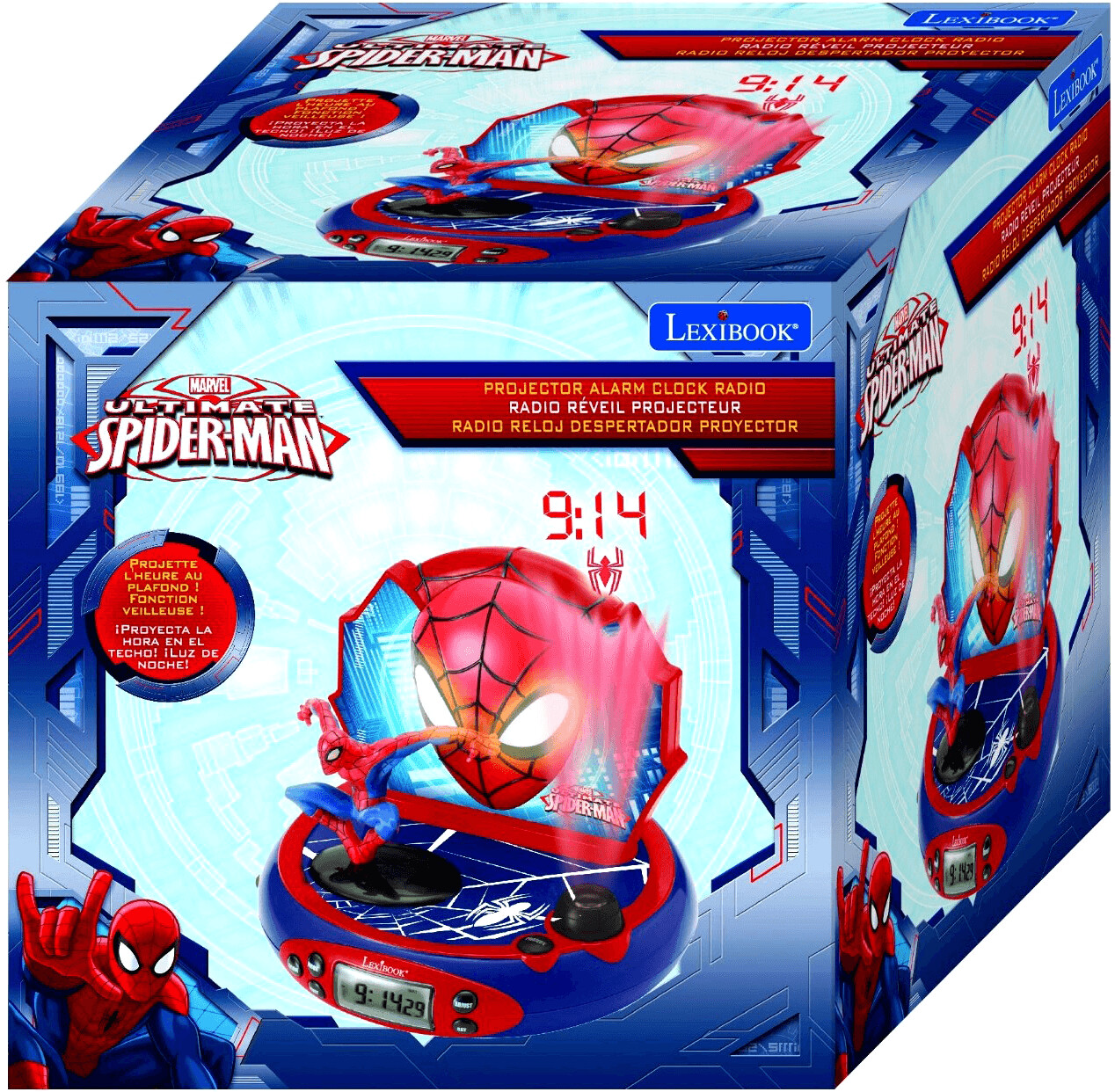 SPIDER-MAN - Réveil projecteur avec effets sonores et veilleuse intégrée -  LEXIBOOK - ADMI