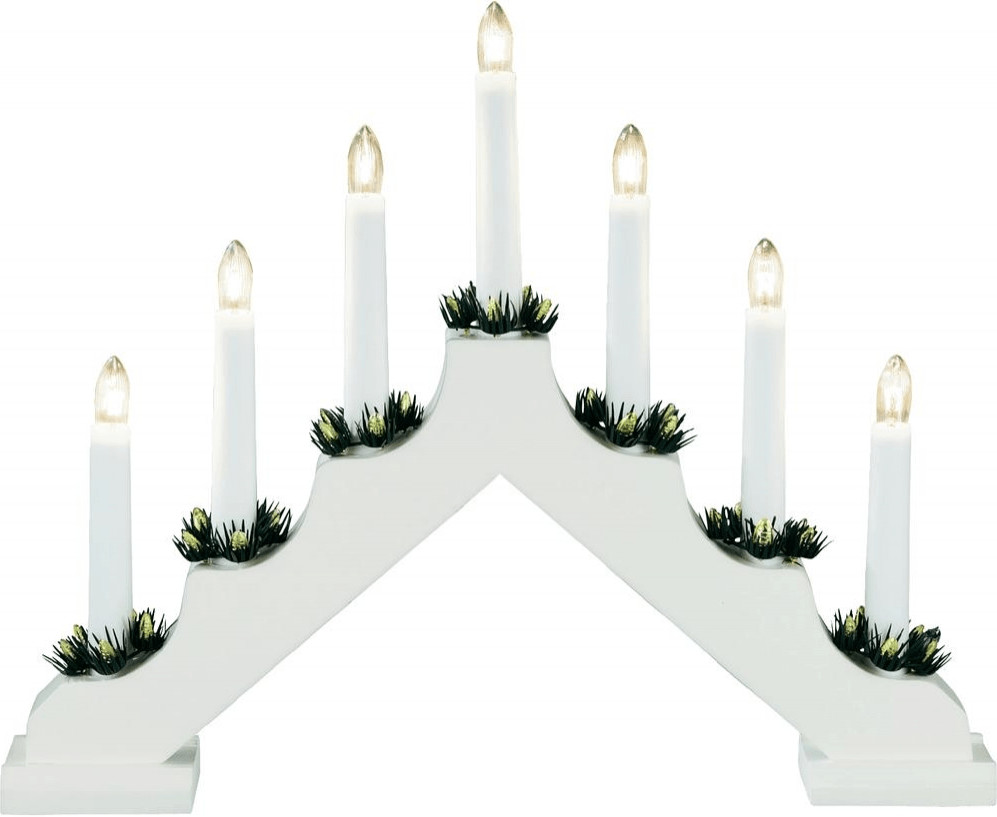 Konstsmide White Wooden Candlestick (2262-210)