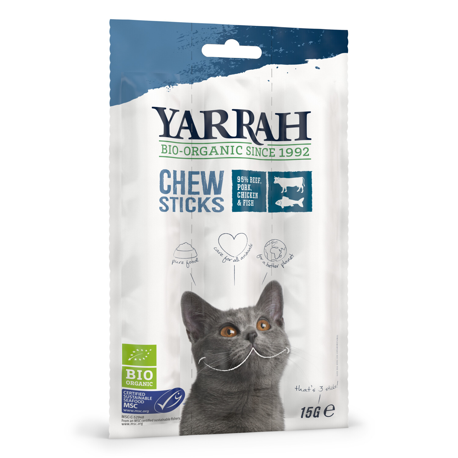 Yarrah Bâtonnets à mâcher viande et poisson (15 g)