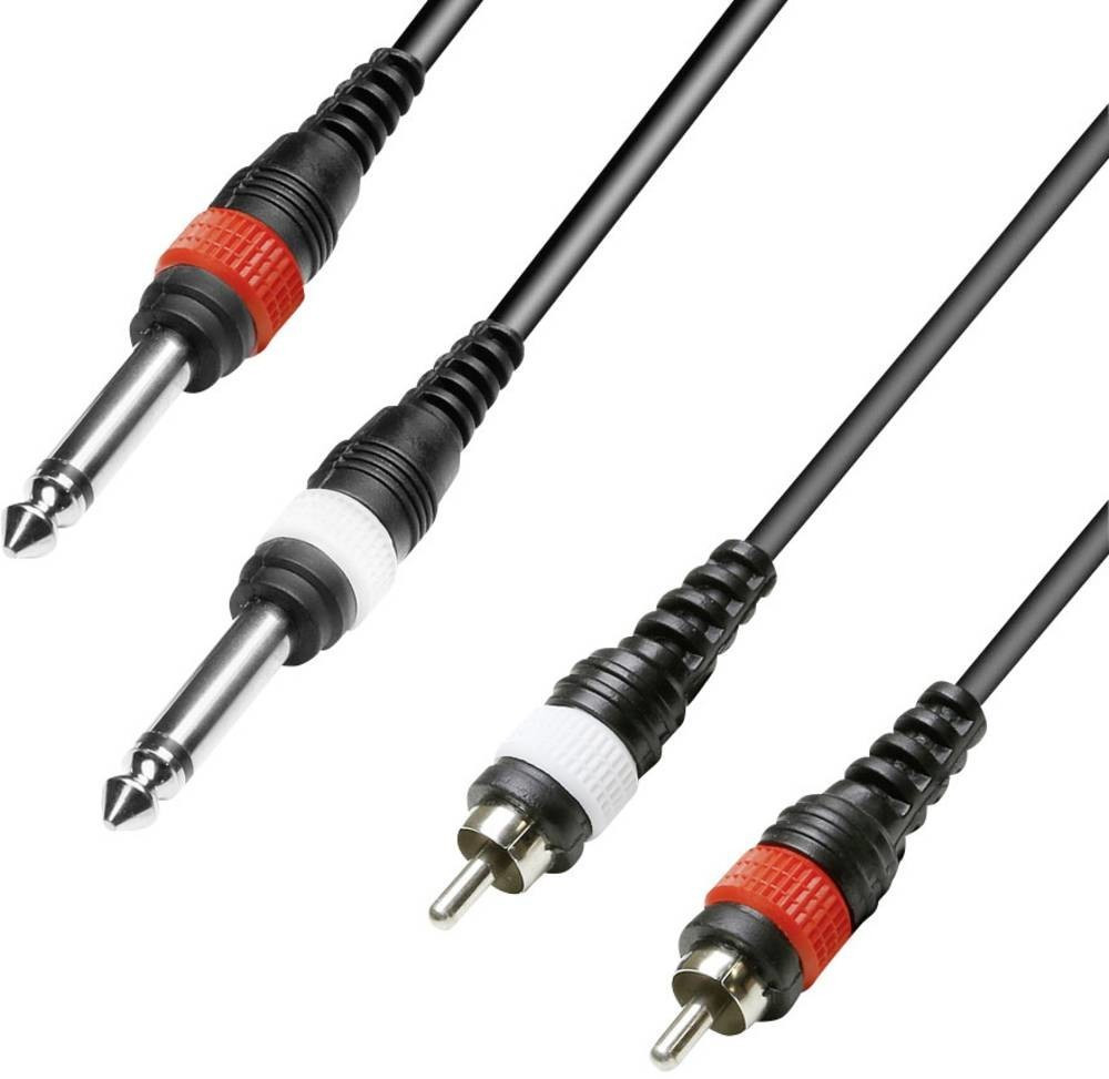 Paccs Câble adaptateur 2 x Jack 6,3mm mâle / 2 x RCA mâle (3m)