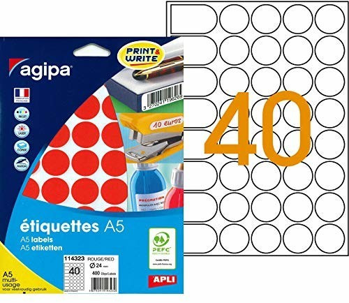 APLI Pastilles autocollantes 24 mm rouge (114323)