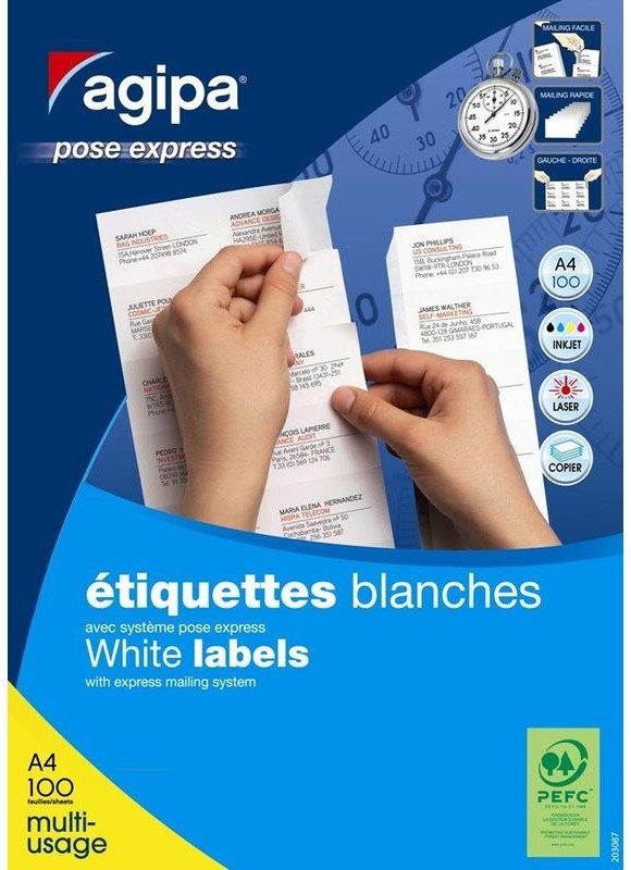APLI �tiquettes multiusage 105 x 49,4 mm, blanches (101032)