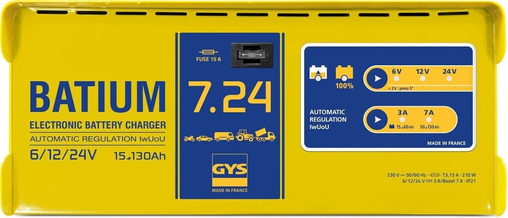 GYS Autobatterie Ladegerät Batterieladegerät 105W für KFZ LKW Motorrad Batterien von 15Ah 024496 GYS Autobatterie Ladegerät Batterieladegerät 105W für KFZ LKW Motorrad Batterien von 15Ah 024496