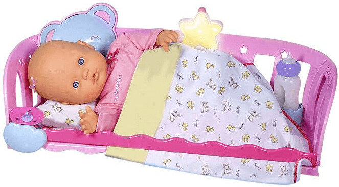 Кроватка для кукол. Кукла лежит. В кроватку пупсик. Уложим куклу спать