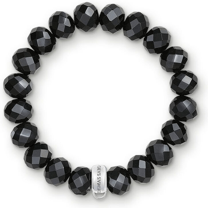 Thomas Sabo Charm-Armband Aus 925er Sterling Silber & Nylon – Länge 15,5 Cm, Schwarz Obsidian