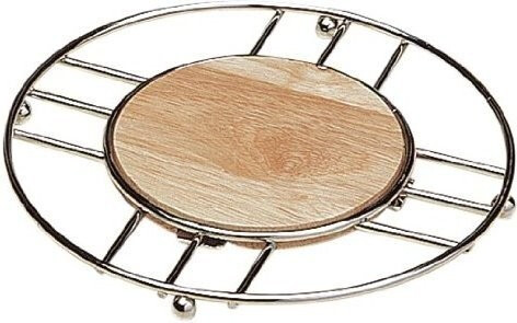Premier Housewares Trivet Chrome/Rubberwood