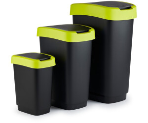 Rotho Twist - Cubo de Basura de 25 Litros con Tapa, Plástico (PP) sin BPA, Negro/Gris Plateado, 25 L (33.3 x 25.2 x 47.6 cm