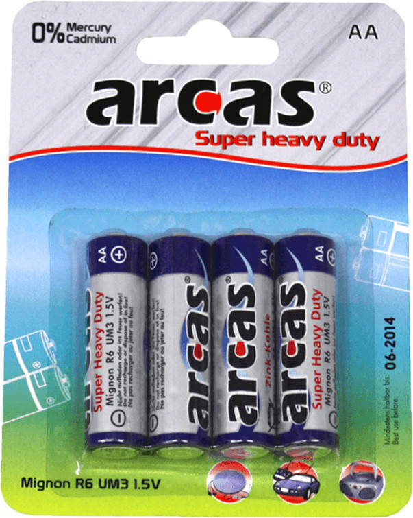 Arcas 4x Super Heavy Duty R6 Mignon AA 1,5V