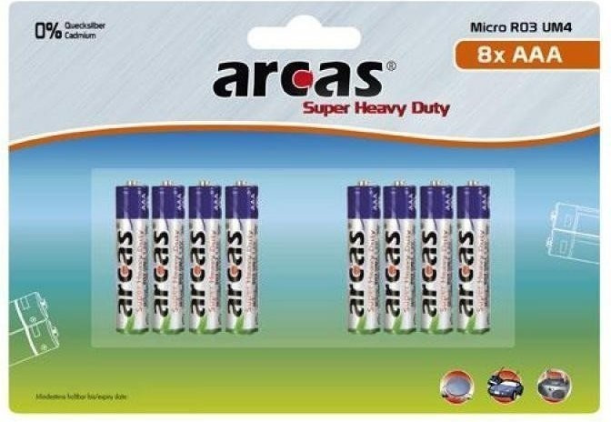 Arcas 8x Super Heavy Duty R03 Micro AAA 1,5V